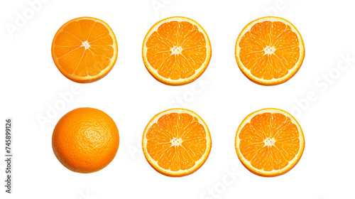 Orange Fruit Collection  Juicy Citrus Set for Graphic Design  Top View PNG Mockups with Realistic 3D Renders on Transparent Backgrounds