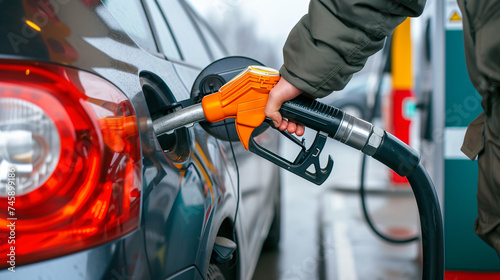 A Close-up Image of a Hand Filling up a Car.
