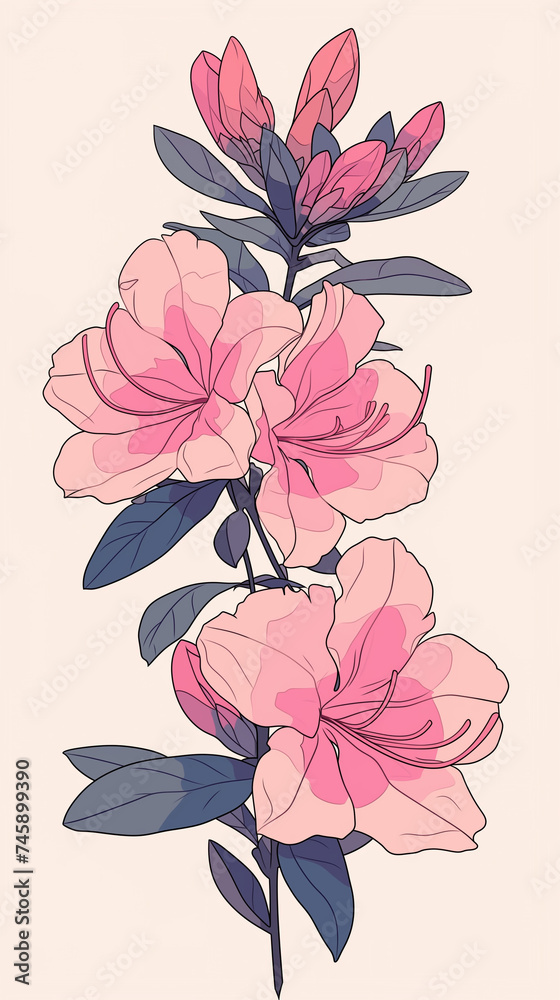 Background with pink and yellow leaves. AI generated art illustration. Background with pink and yellow leaves. AI generated art illustration.
