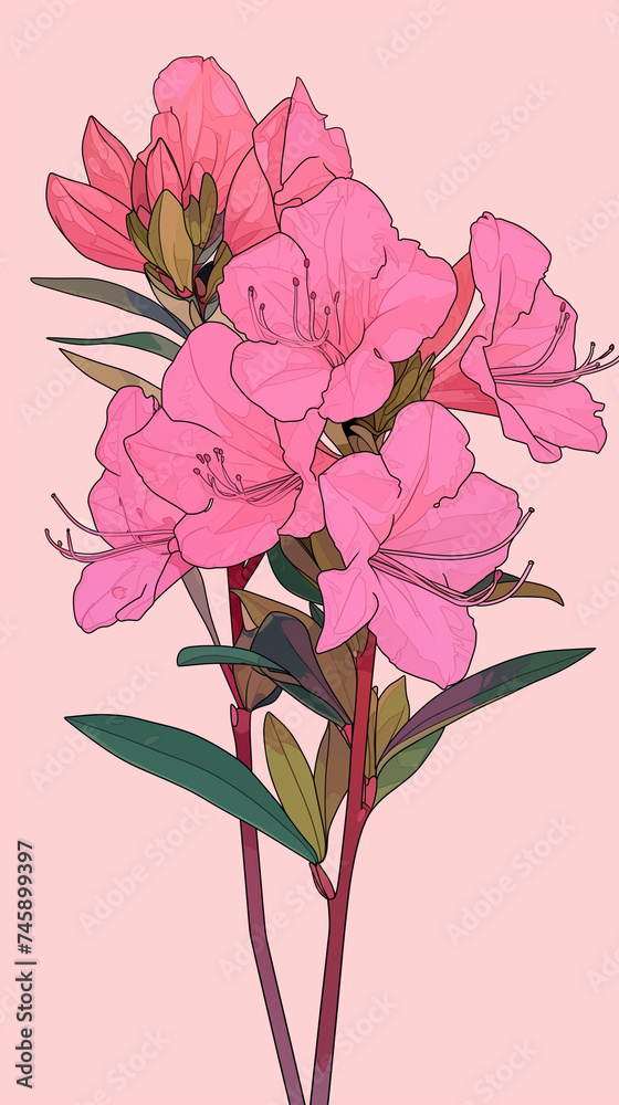 Background with pink and yellow leaves. AI generated art illustration. Background with pink and yellow leaves. AI generated art illustration.