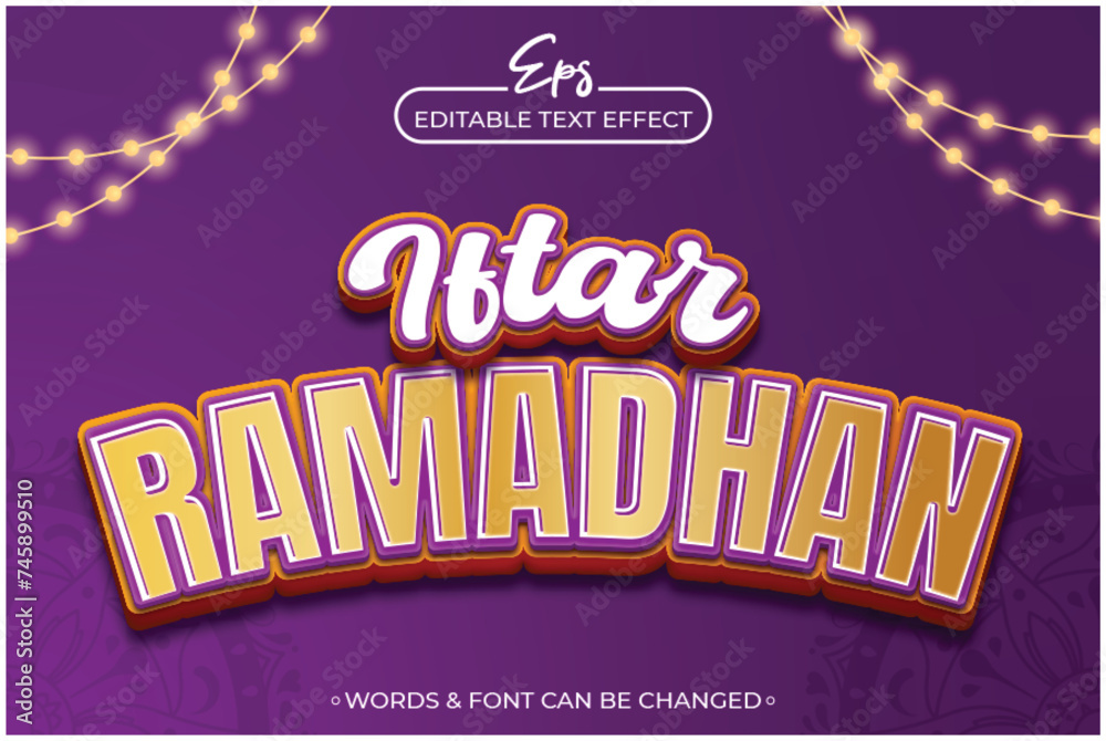 Iftar ramadhan editable text effect template