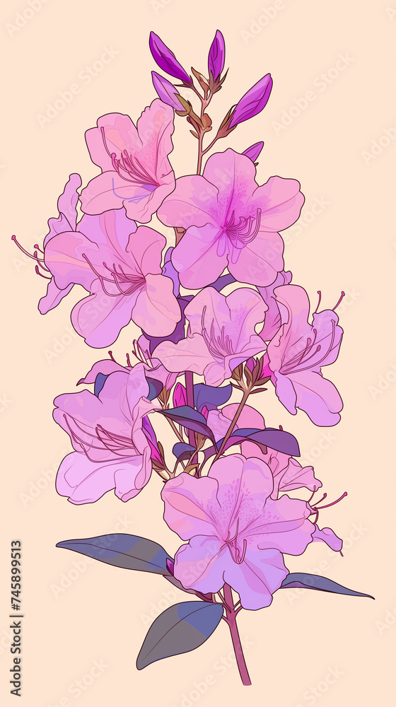 Background with pink and yellow leaves. AI generated art illustration. Background with pink and yellow leaves. AI generated art illustration.
