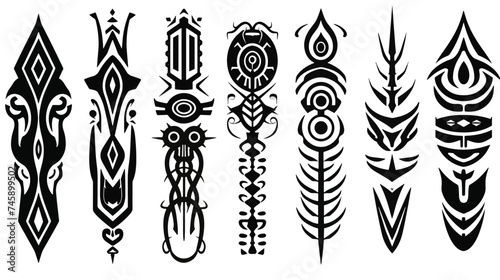 Acid Neo-Tribal Shapes. Element Vector Black. 