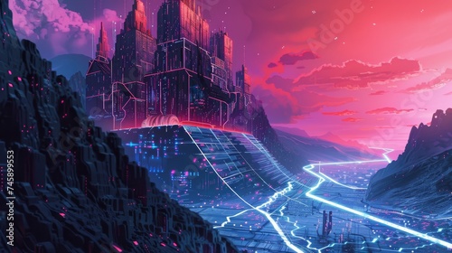 A vibrant futuristic citysc...
