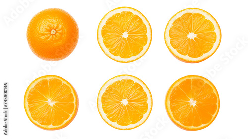Orange Fruit Collection  Juicy Citrus Set for Graphic Design  Top View PNG Mockups with Realistic 3D Renders on Transparent Backgrounds
