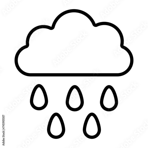 Cloud Raindrops Line Icon