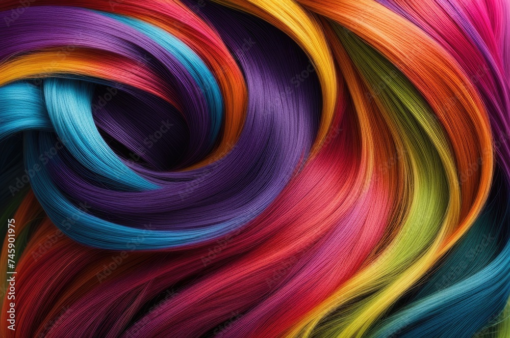 Obraz premium Swirls of Multicolored Dyed Hair Strands
