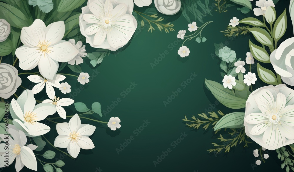 spring sale banner with flowers and leaves
