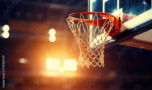 The Perfect Swish: A Close Up of a Basketball Sinking Through the Hoop © uhdenis