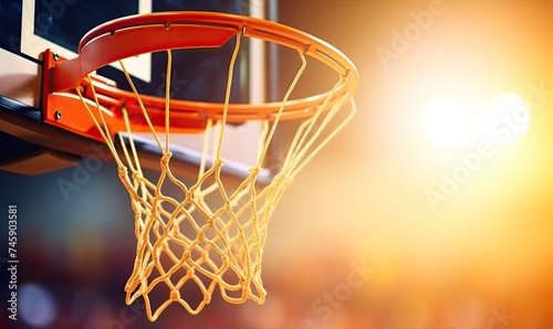 A Majestic Basketball Soaring Through the Hoop in Close-Up Glory © uhdenis