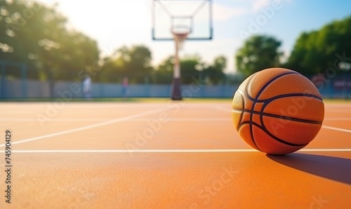 The Majestic Basketball Resting Gracefully on the Vibrant Basketball Court