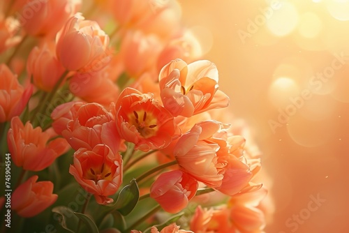 tulips, bouquet, tenderness, women's day, sun, greenery, delicate colors
