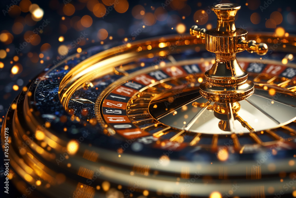 Beautiful roulette on a dark background with a place for a logo or inscription. Generative AI Beautiful roulette on a dark background with a place for a logo or inscription. Generative AI