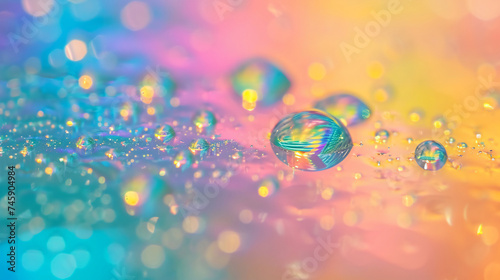 A close-up of dewdrops on a see-through surface