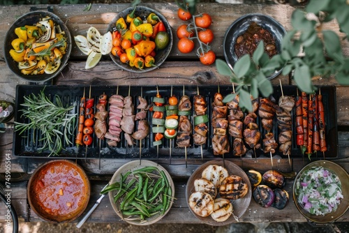 Variety of Food on BBQ Grill