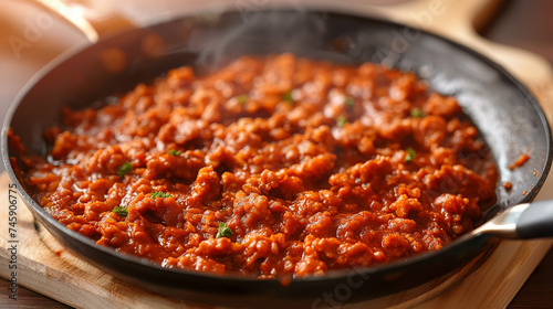 Italiano Ragù, ragout, bolognese sauce garnished with fresh parsley, ready to be served