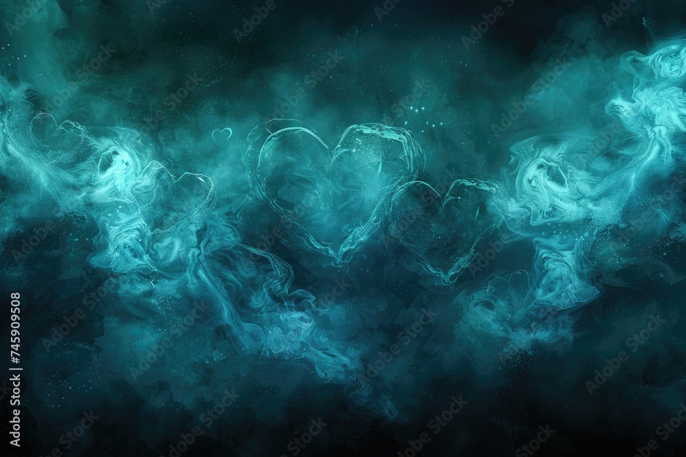 Fototapeta premium Ethereal Teal Smoke Swirls: Abstract Dark Background