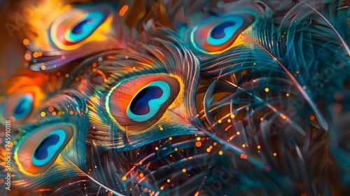 Colorful and Artistic Peacock Feathers. digital art, generative ai