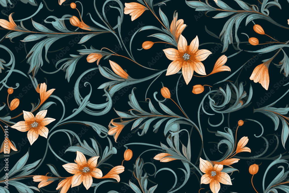 Floral Harmony: Vector Nature Floral Pattern Floral Harmony: Vector Nature Floral Pattern