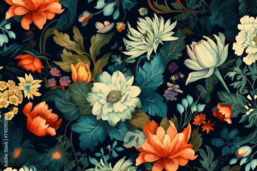 Floral Harmony: Vector Nature Floral Pattern © Creative