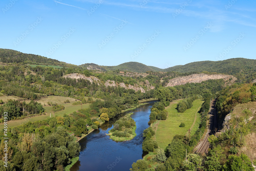 Berounka River and Bohemian Karst, view from the  Tetin village