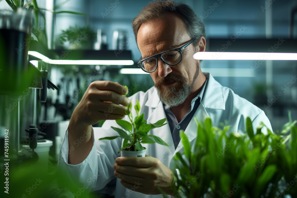 Generated with AI image of scientist working and conducting research Generated with AI image of scientist working and conducting research