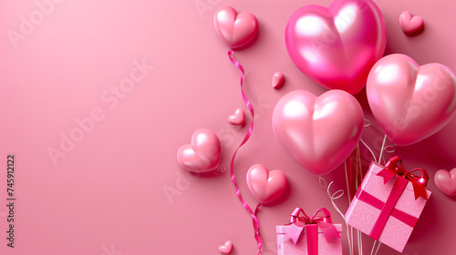Beautiful pink birthday background with inflatedBeautiful pink birthday background with inflated