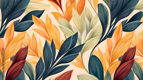 Abstract fabric, botanical art background