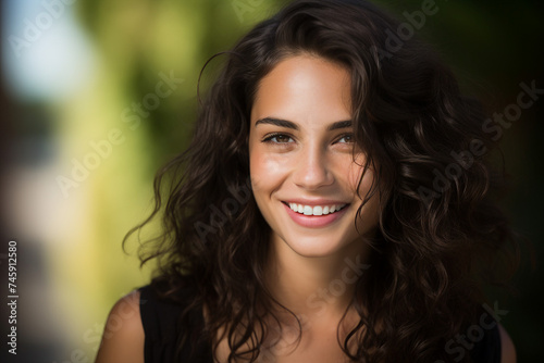 Generative AI image of lovely woman over blurred background