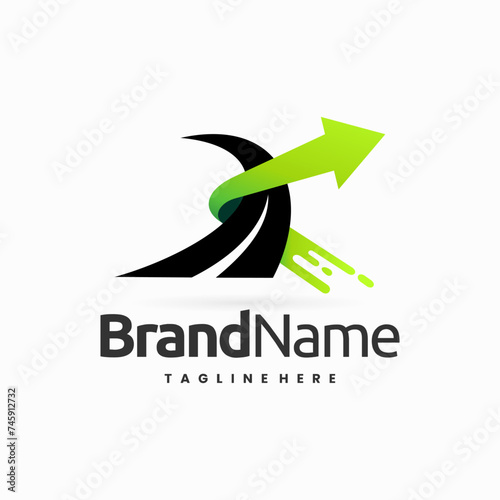 road logo with arrow shapes concept