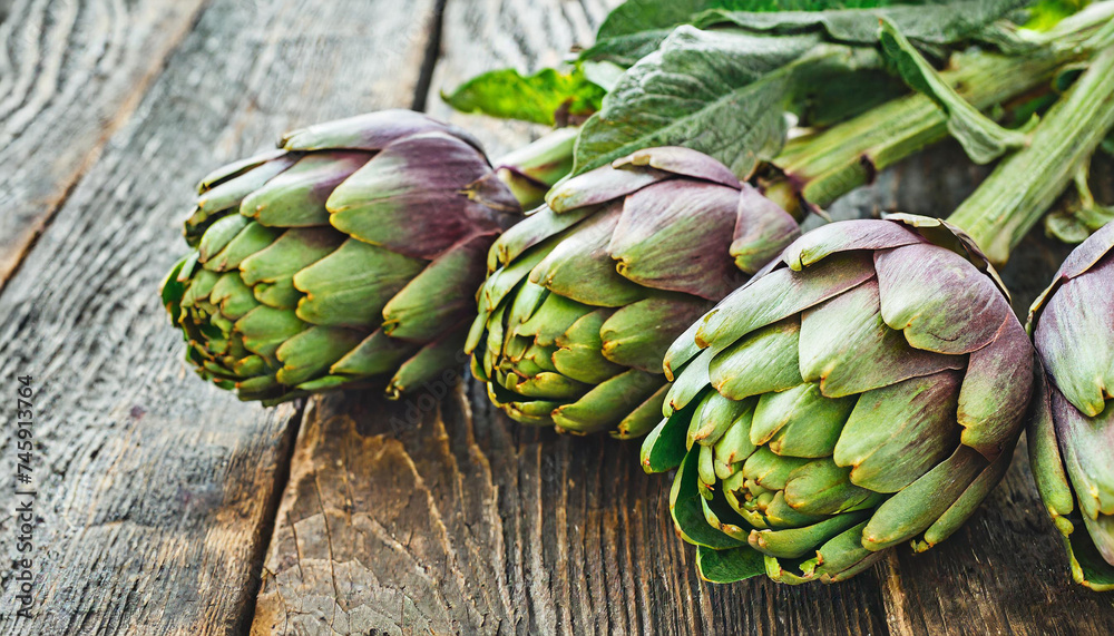 Obraz premium Artichokes, copyspace on a side
