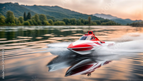 Speed boat on the lake - jet ski 