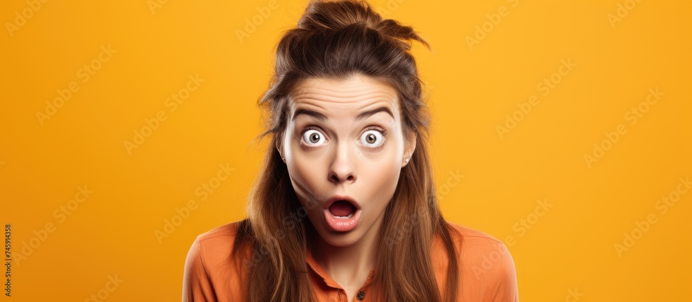 Young Woman Expressing Surprise and Joy with a Happy and Fascinated Facial Expression
