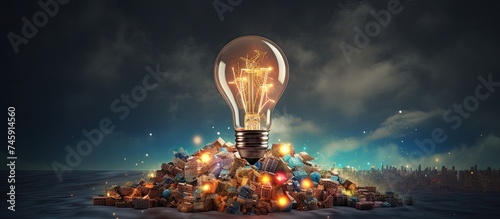 Innovative Light Bulb Containing a Variety of Creative Insights and Ideas for Business Success