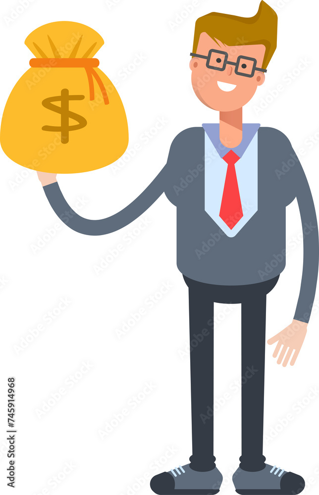 Office Worker Character Holding Dollar Sack
Office Worker Character Holding Dollar Sack