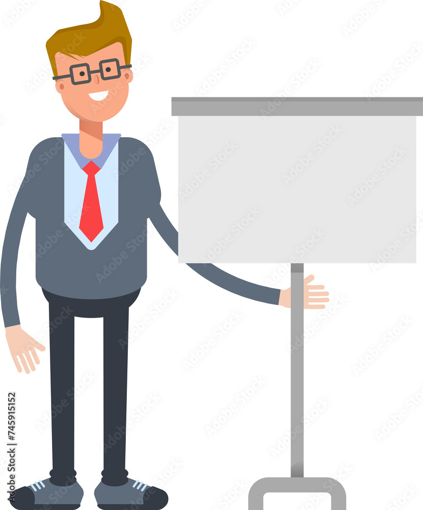 Office Worker Character Presenting Whiteboard
Office Worker Character Presenting Whiteboard