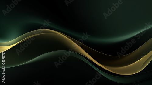 Abstract luxury gold and green fluid background.