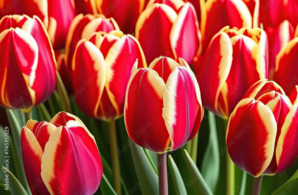 Happy Mother's Day, International Women's Day, Birthday, Valentine's Day. Bunch of tulip flowers as present Happy Mother's Day, International Women's Day, Birthday, Valentine's Day. Bunch of tulip flowers as present