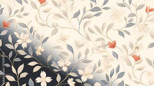 Abstract botanical art background vector, natural hand drawn pattern design