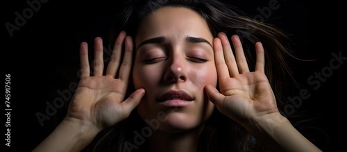 Portrait of a Fatigued Woman Expressing Exhaustion by Covering Her Face with Hands