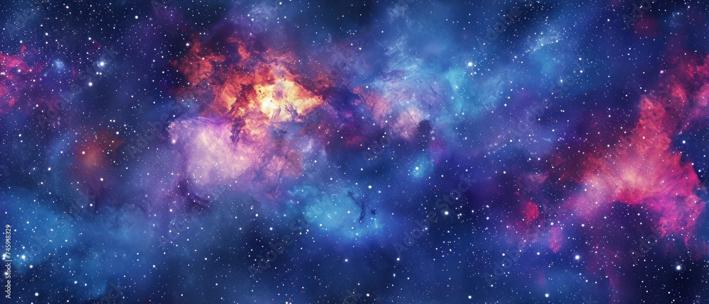 Fototapeta premium Vibrant galaxy with stars and colorful nebula clouds