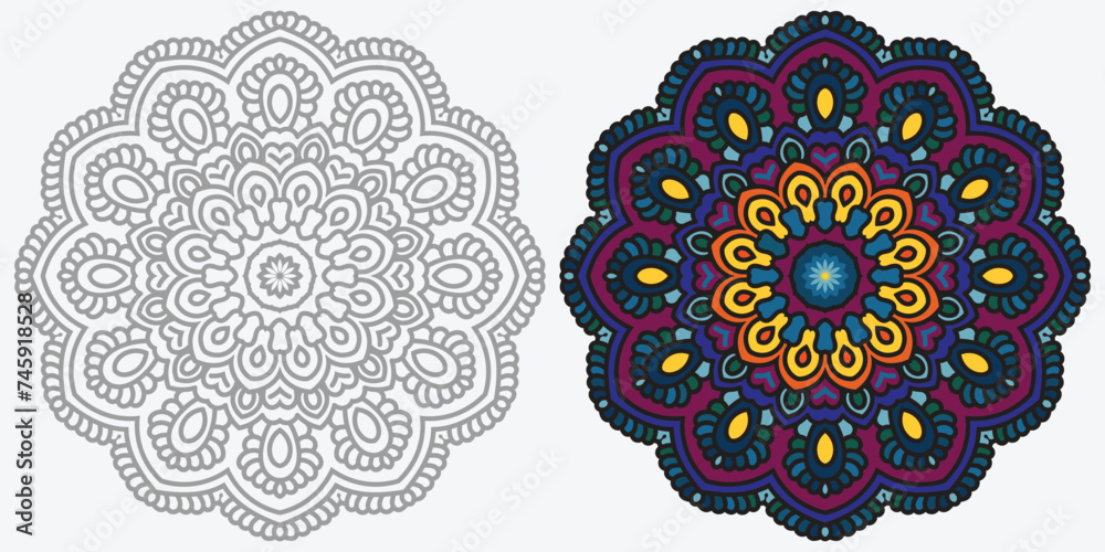 colourful modern mandala design , black and white mandala design, abstract mandala floral ornament colourful modern mandala design , black and white mandala design, abstract mandala floral ornament