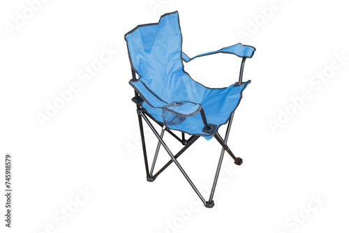 blue camping chair Isolated on white background.