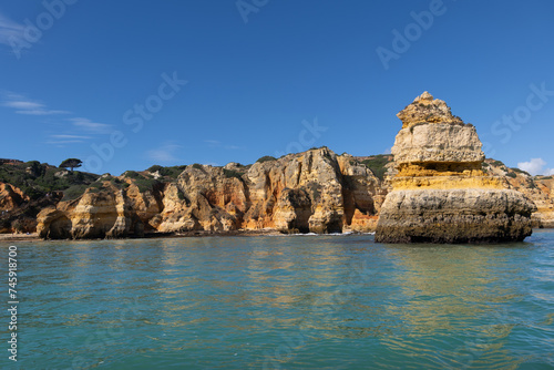 Scenic Coastline Of Algarve In Portugal