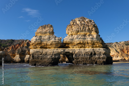 Kissing Couple Rock Ocean View in Algarve, Portugal