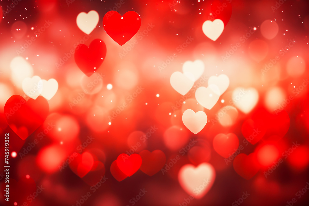 Abstract red bokeh background with heart