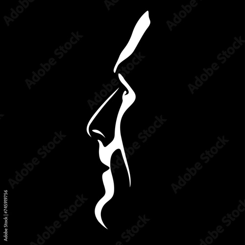vector black and white light and shadow isolated image of male face formed by shadow. severe male profile. useful for men's products advertising, barbershop, men's clothing stores, logo, print, poster