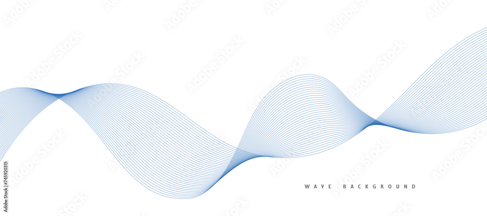 Vector abstract background with dynamic blue waves, lines.
