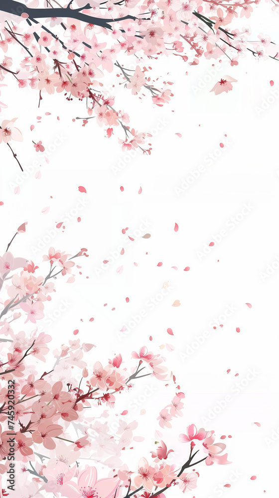 Cherry blossom isolated on white. AI generated art illustration. Cherry blossom isolated on white. AI generated art illustration.