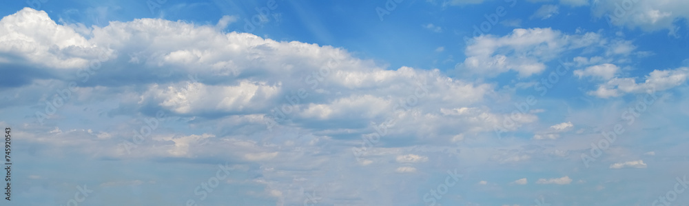 blue sky background with tiny clouds. panorama